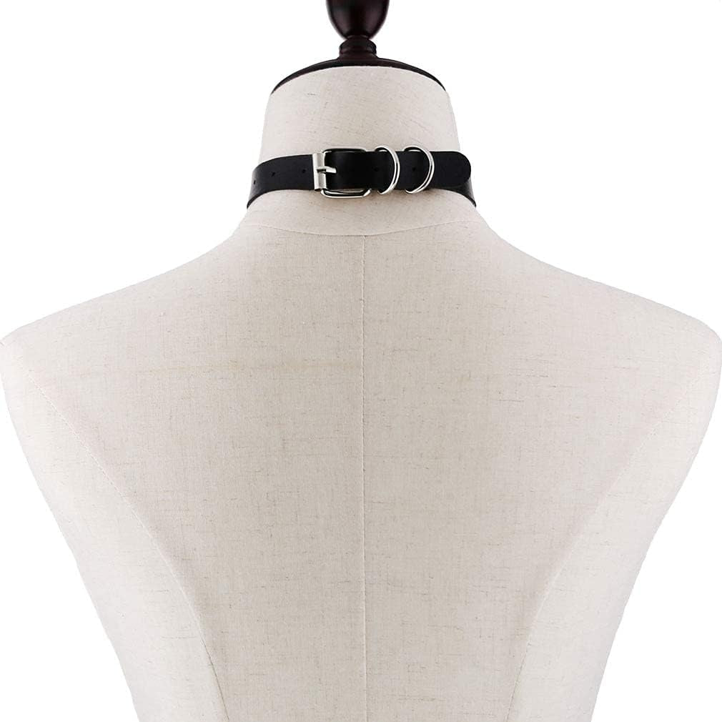 Goth Choker Cat Black Leather Choker Necklace for Women Choker for Men Collar Adjustable Punk Jewelry Gifts(Cat A)