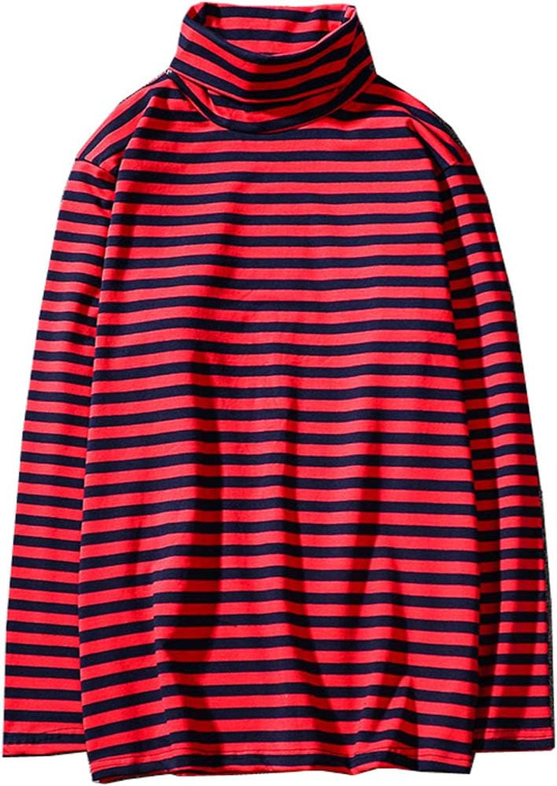 Mens Shirt Striped Black White Cotton Spandex Crewneck Long Sleeve Basic Pullover Stripe Casual Crew Tee Shirt