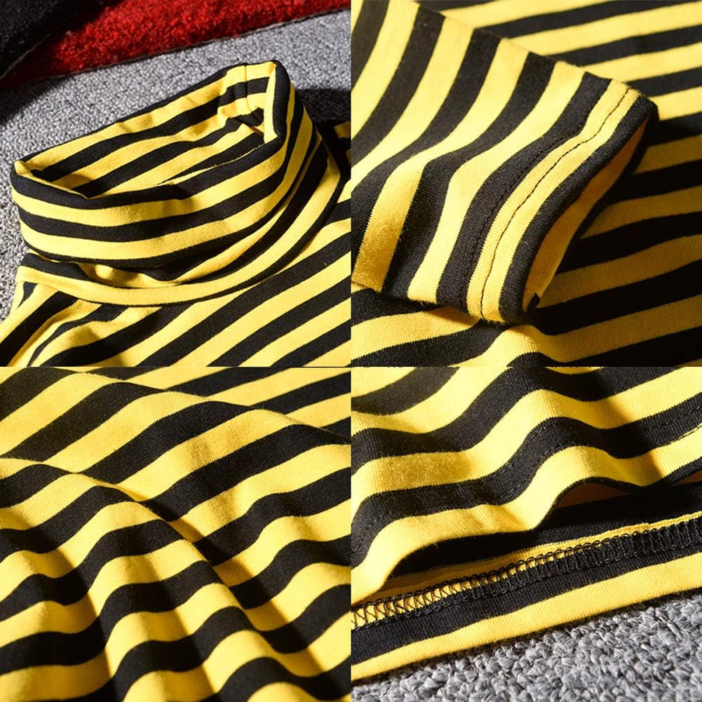 Mens Shirt Striped Black White Cotton Spandex Crewneck Long Sleeve Basic Pullover Stripe Casual Crew Tee Shirt