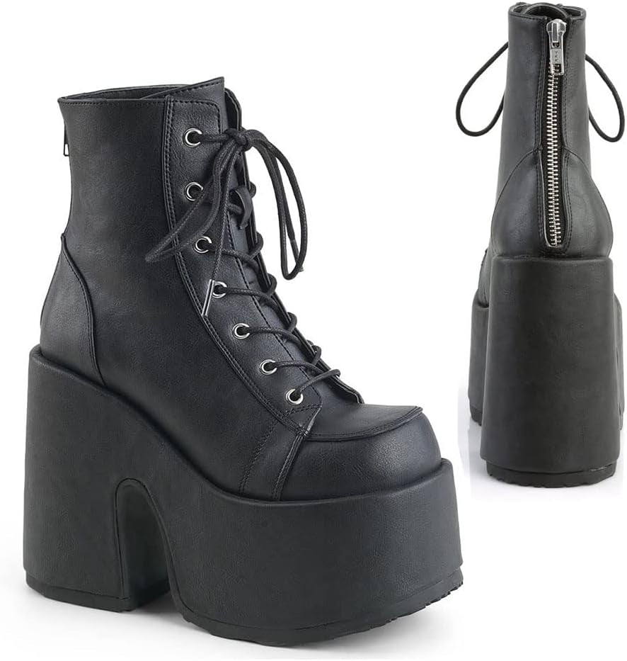 Platform Boots Goth Boots for Women Chunky Heeled Combat Goth Boots Buckle Knight Punk Gothic Boots Lace up round Toe Ankle Booties