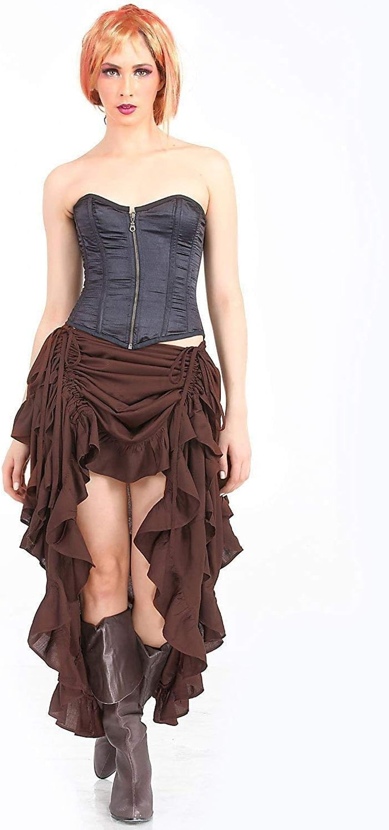 Steampunk Victorian Cosplay Costume Womens High-Low Show Girl Skirt
