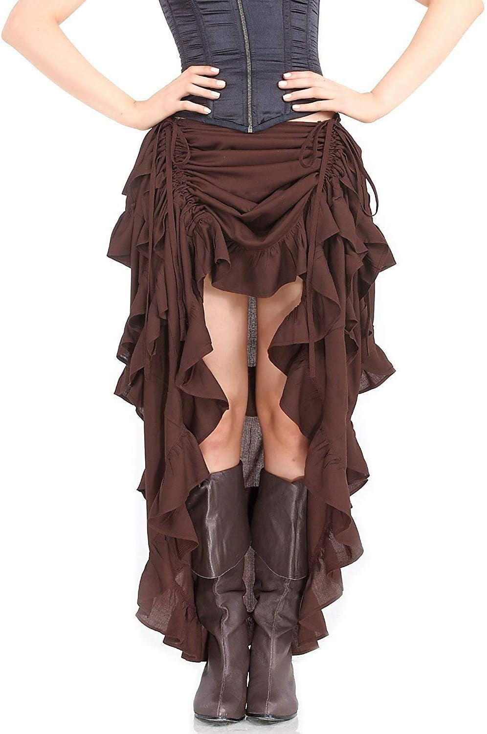 Steampunk Victorian Cosplay Costume Womens High-Low Show Girl Skirt