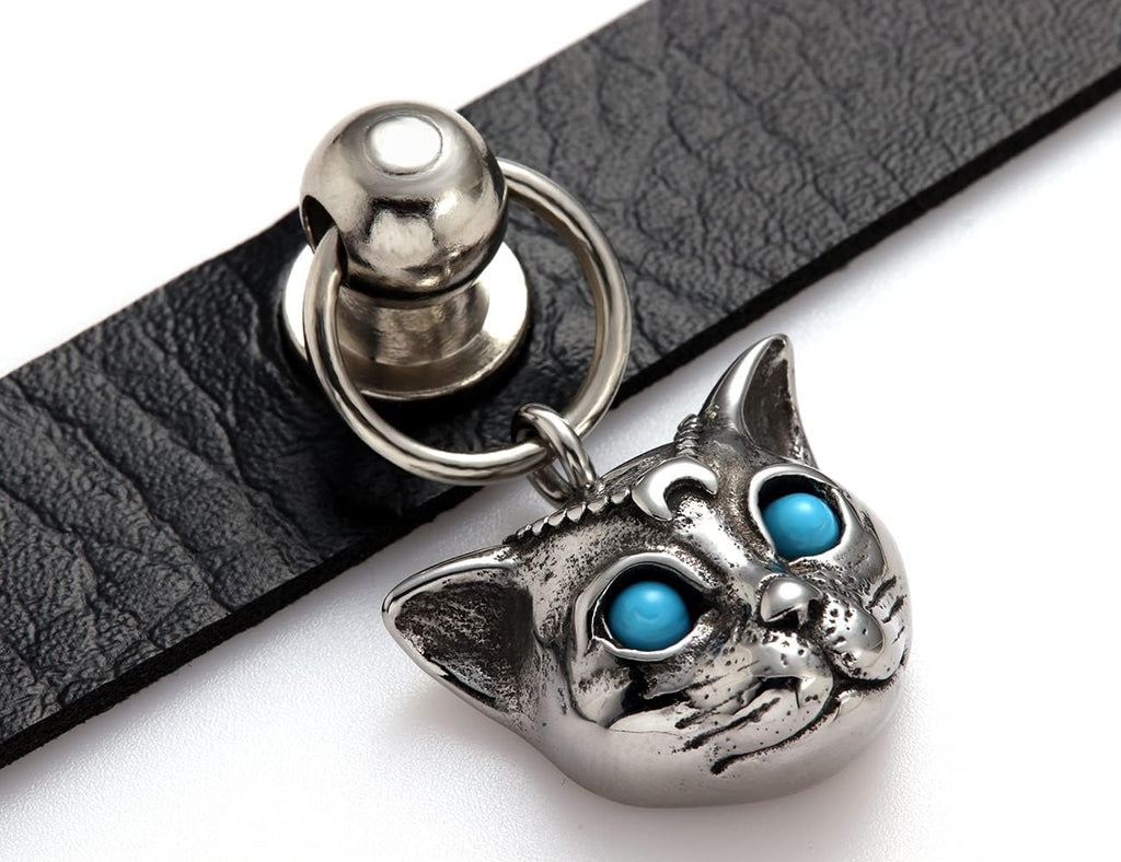 Goth Choker Cat Black Leather Choker Necklace for Women Choker for Men Collar Adjustable Punk Jewelry Gifts(Cat A)