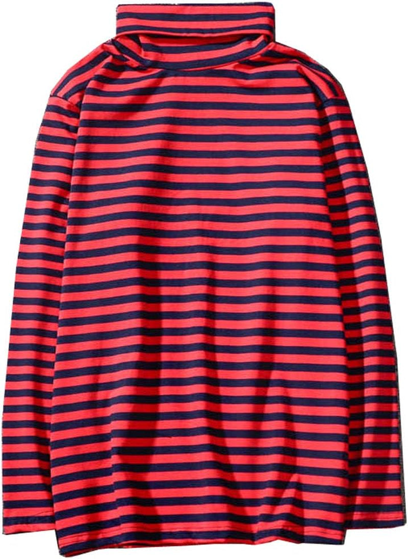 Mens Shirt Striped Black White Cotton Spandex Crewneck Long Sleeve Basic Pullover Stripe Casual Crew Tee Shirt